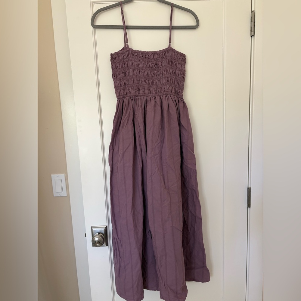 Madewell Mauve Smocked Bodice Maxi Dress